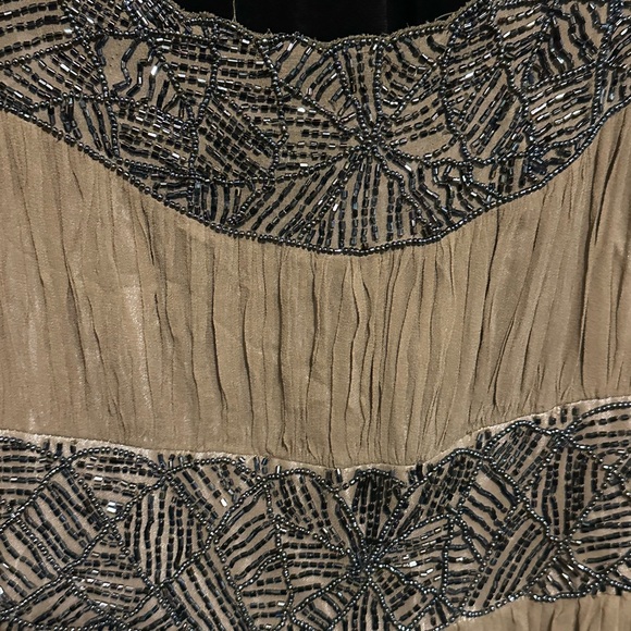 Adrianna Papell Silk Elegant Beaded Brown Chiffon Dress/Gown Size 14W - Picture 5 of 16